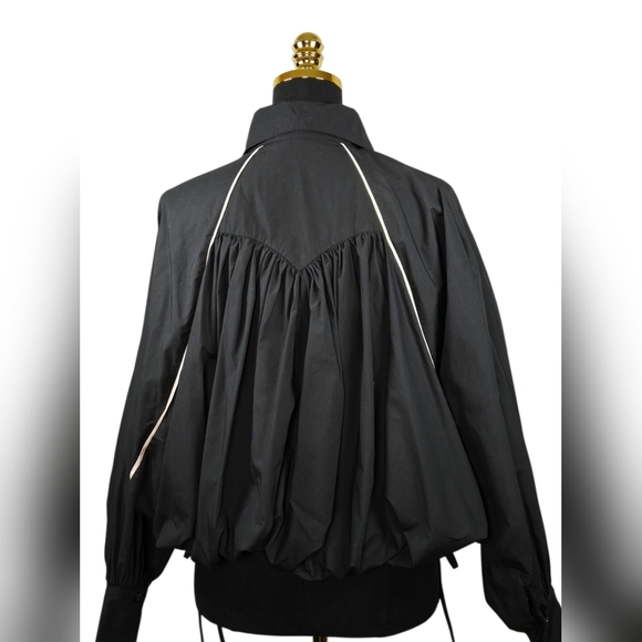 Fe Noel Statement Sleeve Poet Shirt Black XS Japanese Cotton Sculptural Back - Picture 11 of 15